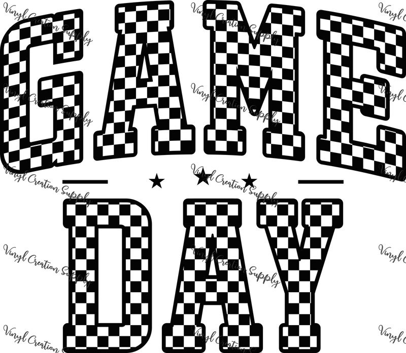 Game Day Checkered Stars Black - Vinyl Creation Supply