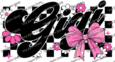 Gigi Pink Bow Checkered - Vinyl Creation Supply