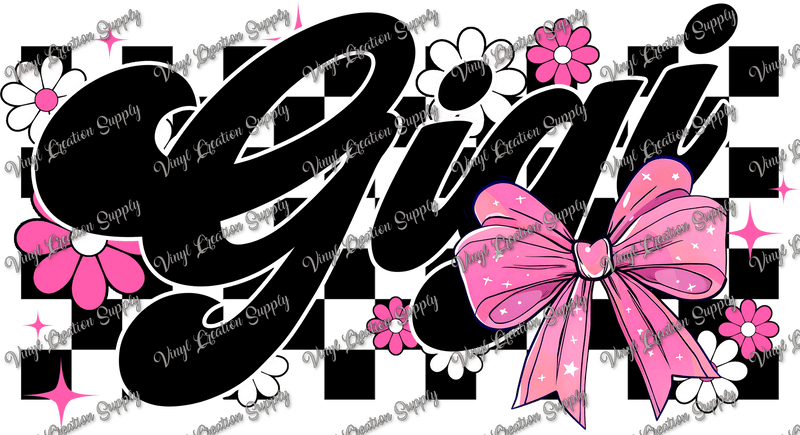 Gigi Pink Bow Checkered - Vinyl Creation Supply
