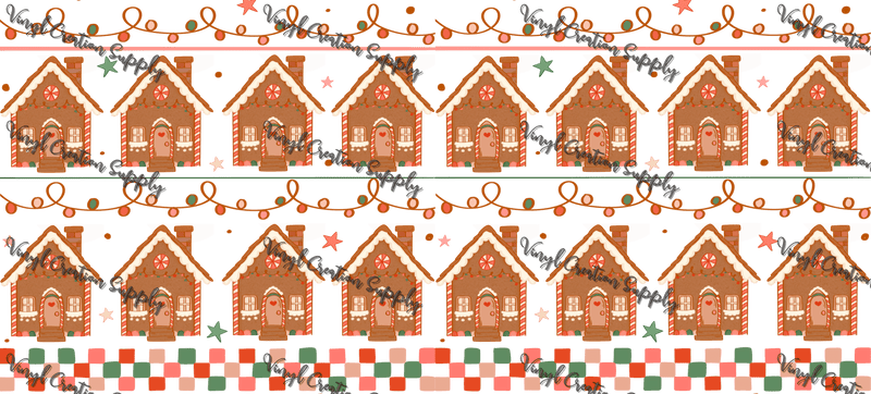Gingerbread Houses– Printed Libby Wrap (9.5" x 4.3" UV DTF) - Vinyl Creation Supply