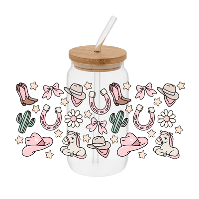 Girly Cowgirl – Printed Libby Wrap (9.5" x 4.3" UV DTF) - Vinyl Creation Supply