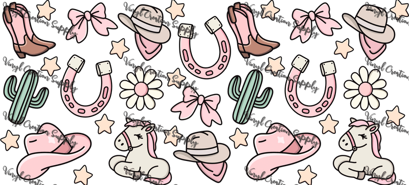Girly Cowgirl – Printed Libby Wrap (9.5" x 4.3" UV DTF) - Vinyl Creation Supply