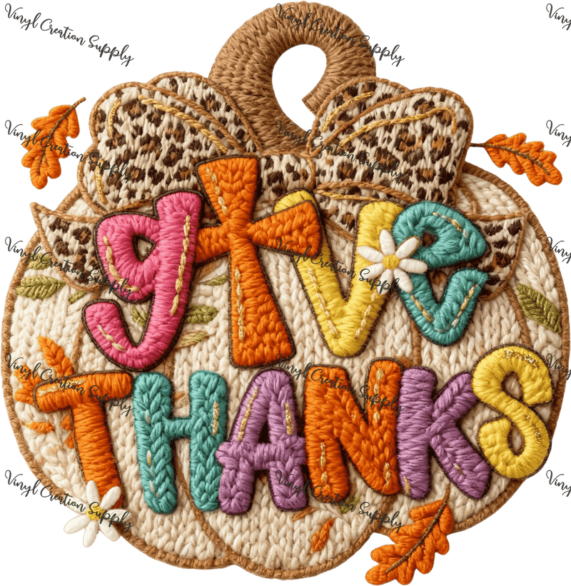 Give Thanks Crochet Patch - Vinyl Creation Supply