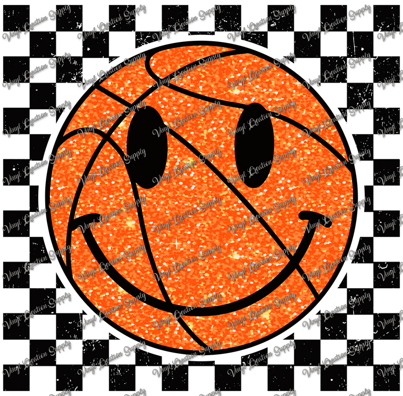 Glitter Basketball Checkered Background