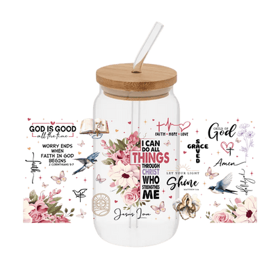 God Says You Are Floral – Printed Libby Wrap (9.5" x 4.3" UV DTF) - Vinyl Creation Supply