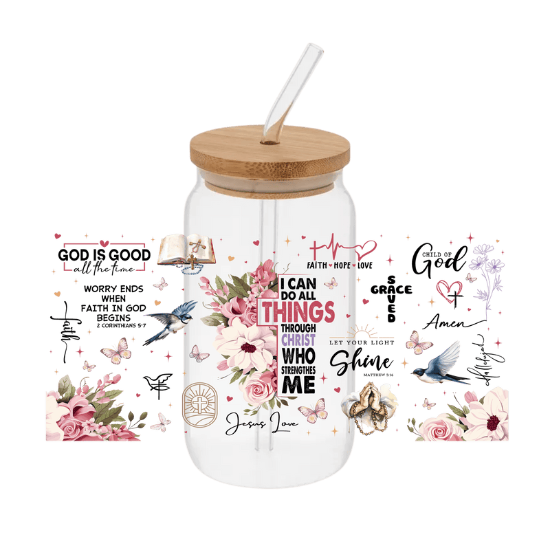 God Says You Are Floral – Printed Libby Wrap (9.5" x 4.3" UV DTF) - Vinyl Creation Supply