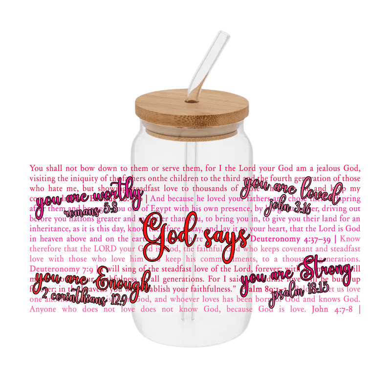 God Says 2 – Printed Libby Wrap (9.5" x 4.3" UV DTF) - Vinyl Creation Supply