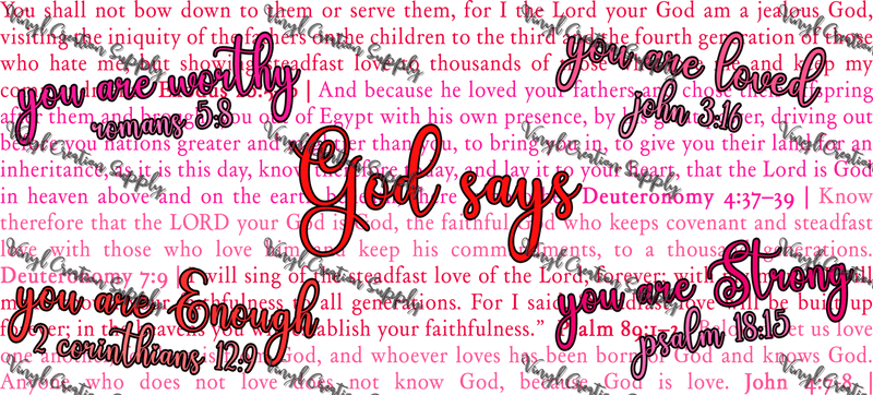 God Says 2 – Printed Libby Wrap (9.5" x 4.3" UV DTF) - Vinyl Creation Supply