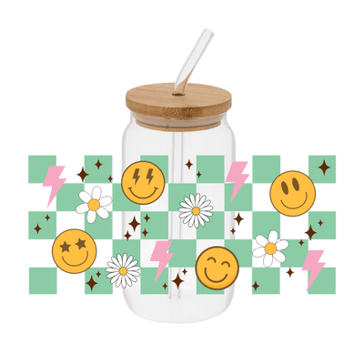 Green Checkered Smiley – Printed Wrap - Vinyl Creation Supply