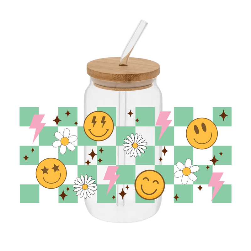Green Checkered Smiley – Printed Wrap - Vinyl Creation Supply