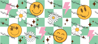 Green Checkered Smiley – Printed Wrap - Vinyl Creation Supply