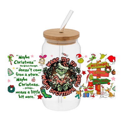 Grinchy 18– Printed Libby Wrap (9.5" x 4.3" UV DTF) - Vinyl Creation Supply