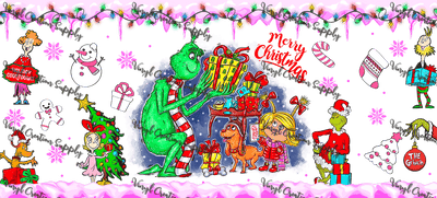 Grinch in Snow– Printed Libby Wrap (9.5" x 4.3" UV DTF) - Vinyl Creation Supply