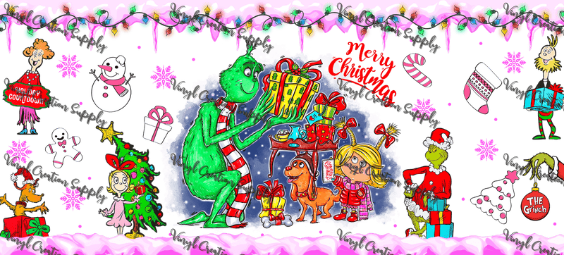 Grinch in Snow– Printed Libby Wrap (9.5" x 4.3" UV DTF) - Vinyl Creation Supply