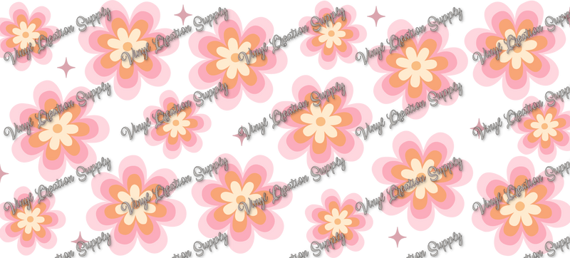 Groovy Flowers – Printed Libby Wrap (9.5" x 4.3" UV DTF) - Vinyl Creation Supply