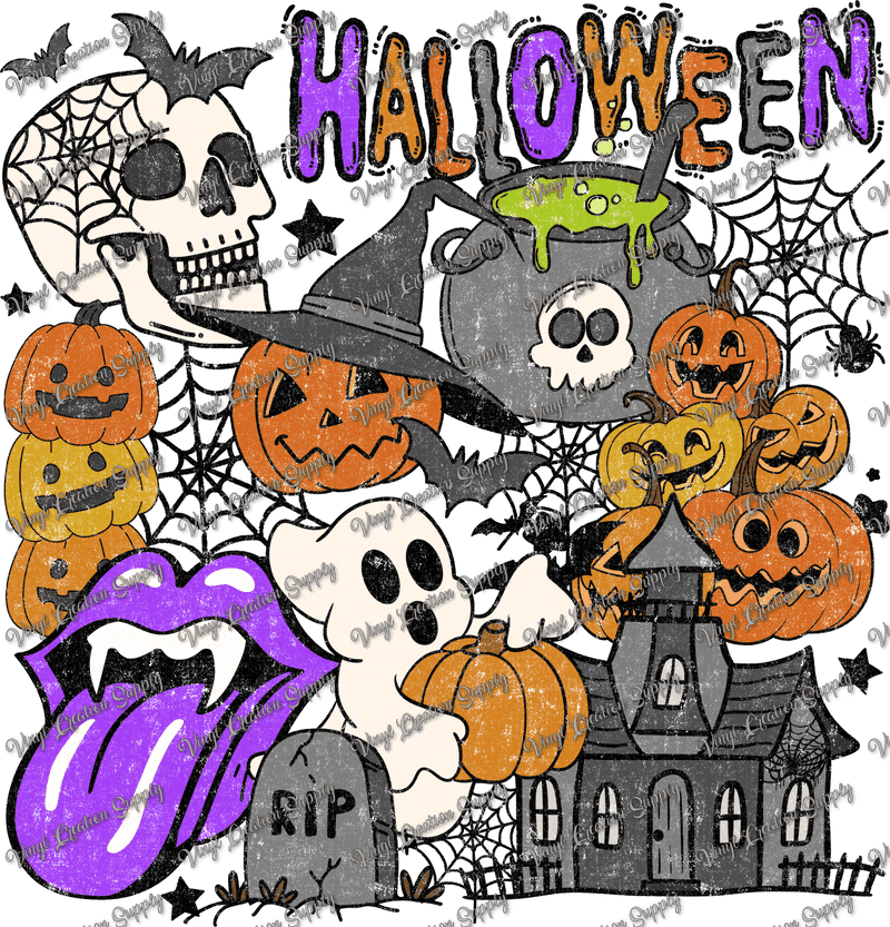 Halloween Purple Orange Collage - Vinyl Creation Supply