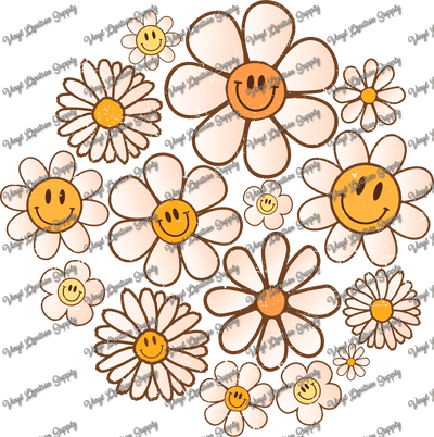 Happy Flowers Distressed - Vinyl Creation Supply