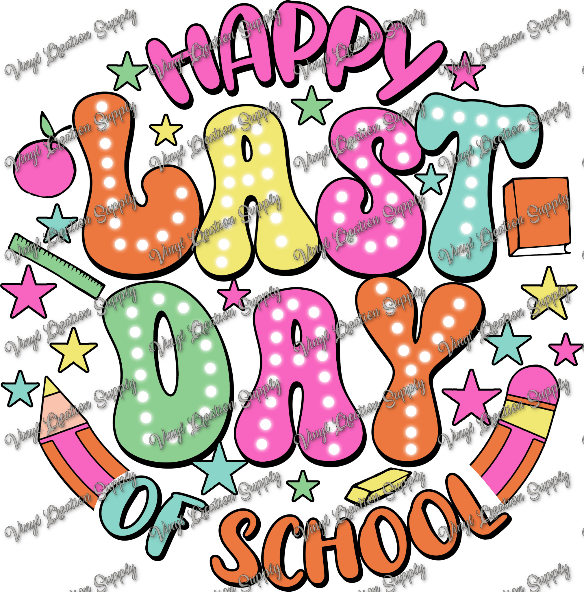 Happy Last Day Of School Banner - Pre-strung Rainbow Glitter Sign For Classroom & Graduation Decor