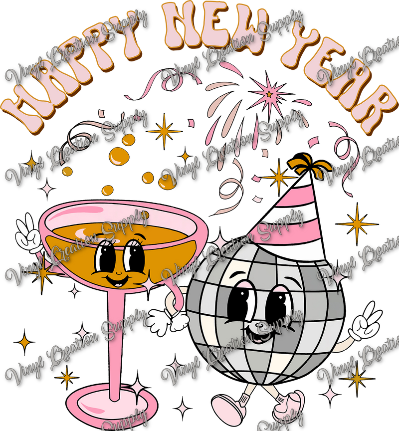 Happy New Year Champagne Disco Ball