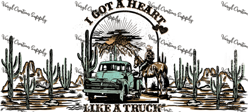 Heart Like A Truck– Printed Libby Wrap (9.5" x 4.3" UV DTF) - Vinyl Creation Supply