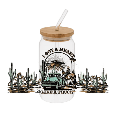 Heart Like A Truck– Printed Libby Wrap (9.5" x 4.3" UV DTF) - Vinyl Creation Supply