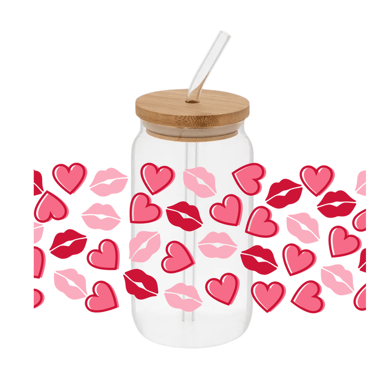 Hearts Kisses – Printed Libby Wrap (9.5" x 4.3" UV DTF) - Vinyl Creation Supply