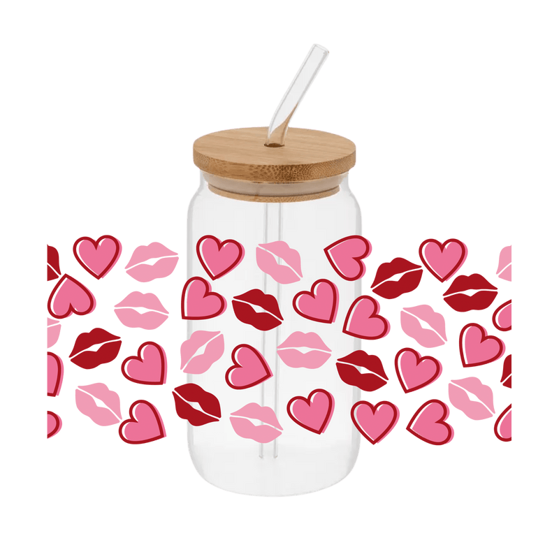 Hearts Kisses 2 – Printed Libby Wrap (9.5" x 4.3" UV DTF) - Vinyl Creation Supply