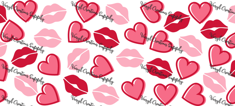 Hearts Kisses – Printed Libby Wrap (9.5" x 4.3" UV DTF) - Vinyl Creation Supply