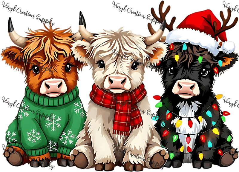 Highland Christmas Cows x3 - Vinyl Creation Supply