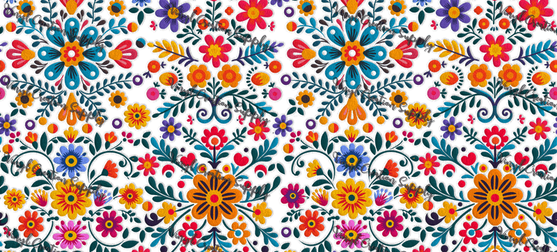 Hispanic Floral Embroidery – Printed Libby Wrap (9.5" x 4.3" UV DTF) - Vinyl Creation Supply