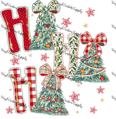 Ho Ho Ho Red Checkered Trees - Vinyl Creation Supply