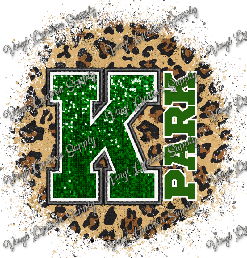 K Park Cheetah Circle Green Sequins