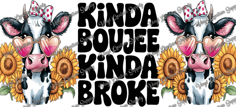 Kinda Boujee Cow– Printed Libby Wrap (9.5" x 4.3" UV DTF) - Vinyl Creation Supply
