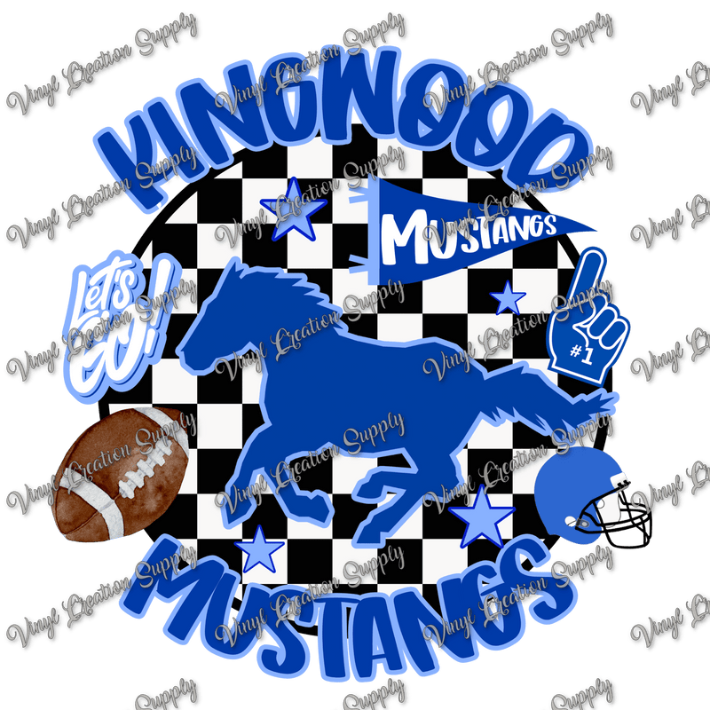 Kingwood Mustangs Football Checkered - Vinyl Creation Supply