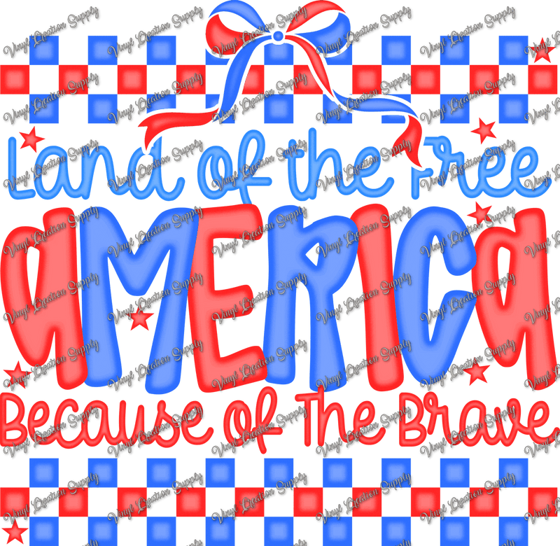 Land of the Free Checkered Bow - Vinyl Creation Supply