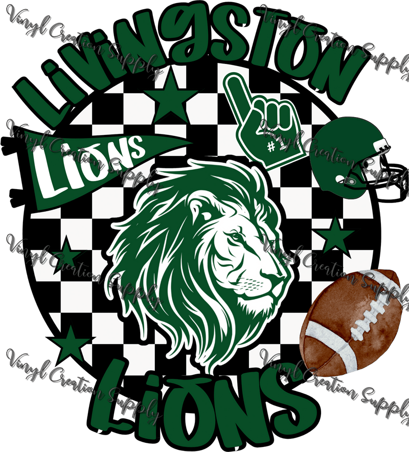 Livingston Lions Football Checkered - Vinyl Creation Supply