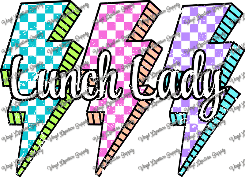 Lunch Lady Colorful Lightning Bolts - Vinyl Creation Supply