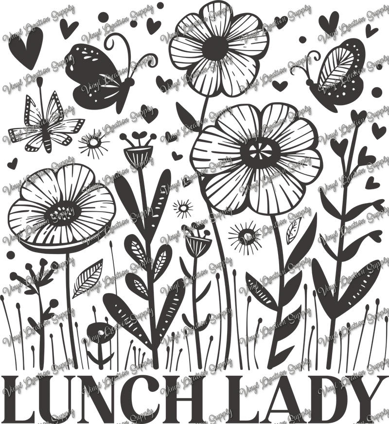 Lunch Lady Gray Floral - Vinyl Creation Supply