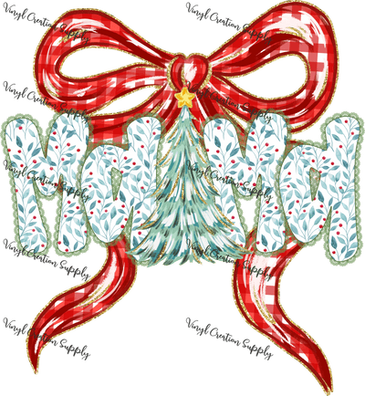 Mama Checkered Christmas Bow - Vinyl Creation Supply