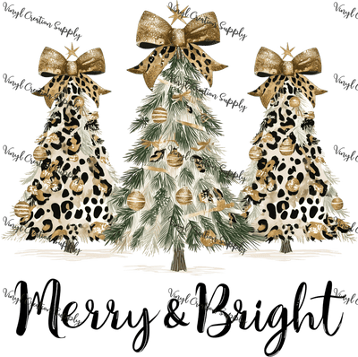 Merry & Bright Leopard Gold Trees - Vinyl Creation Supply