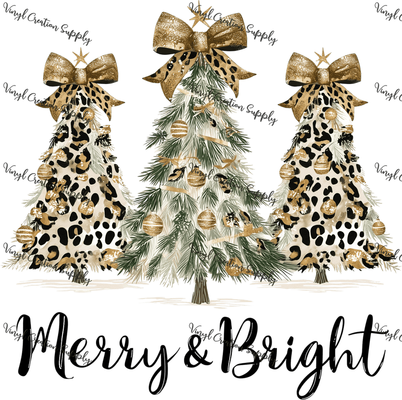 Merry & Bright Leopard Gold Trees - Vinyl Creation Supply