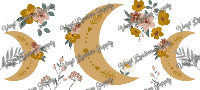 Moon Floral Wrap – Printed Libby Wrap (9.5" x 4.3" UV DTF) - Vinyl Creation Supply