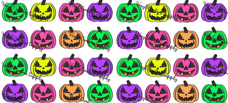 Neon Pumpkins – Printed Libby Wrap (9.5" x 4.3" UV DTF) - Vinyl Creation Supply