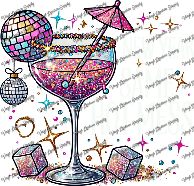 New Year Same Hot Mess Glass White