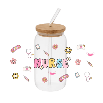 Nurse Floral – Printed Libby Wrap (9.5" x 4.3" UV DTF) - Vinyl Creation Supply