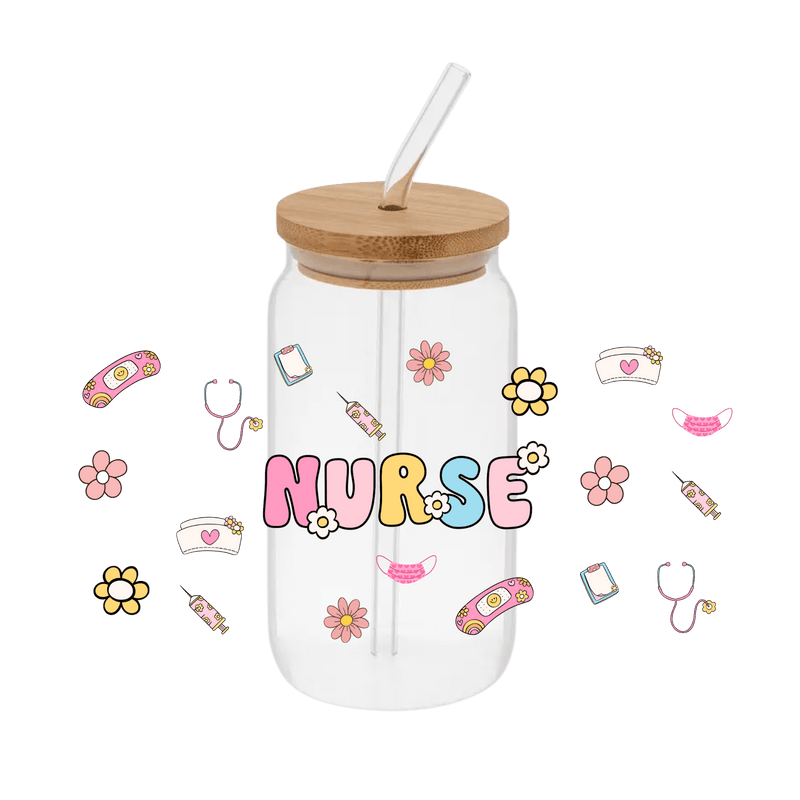 Nurse Floral – Printed Libby Wrap (9.5" x 4.3" UV DTF) - Vinyl Creation Supply