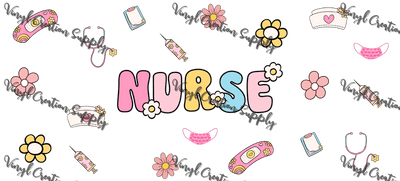 Nurse Floral – Printed Libby Wrap (9.5" x 4.3" UV DTF) - Vinyl Creation Supply