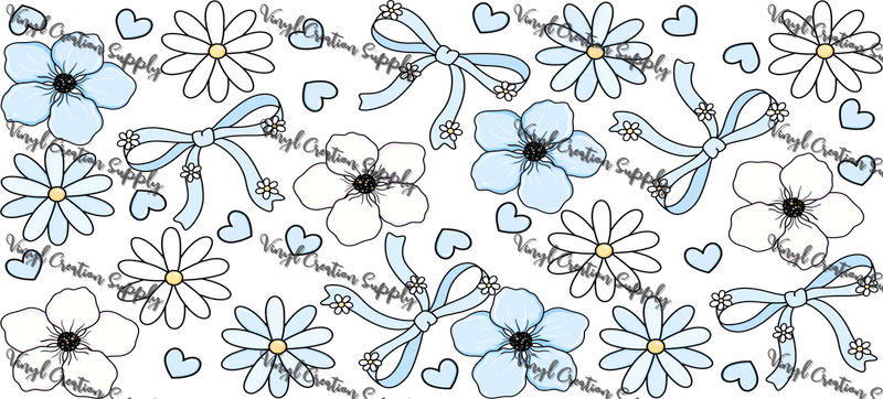 Bows & Flowers – Printed Libby Wrap (9.5" x 4.3" UV DTF) - Vinyl Creation Supply