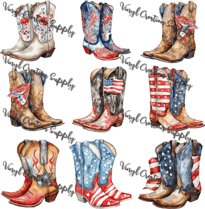 Patriotic Collage Boots - Vinyl Creation Supply