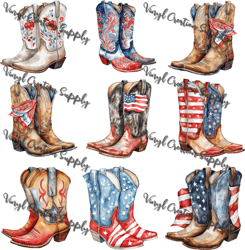 Patriotic Collage Boots - Vinyl Creation Supply